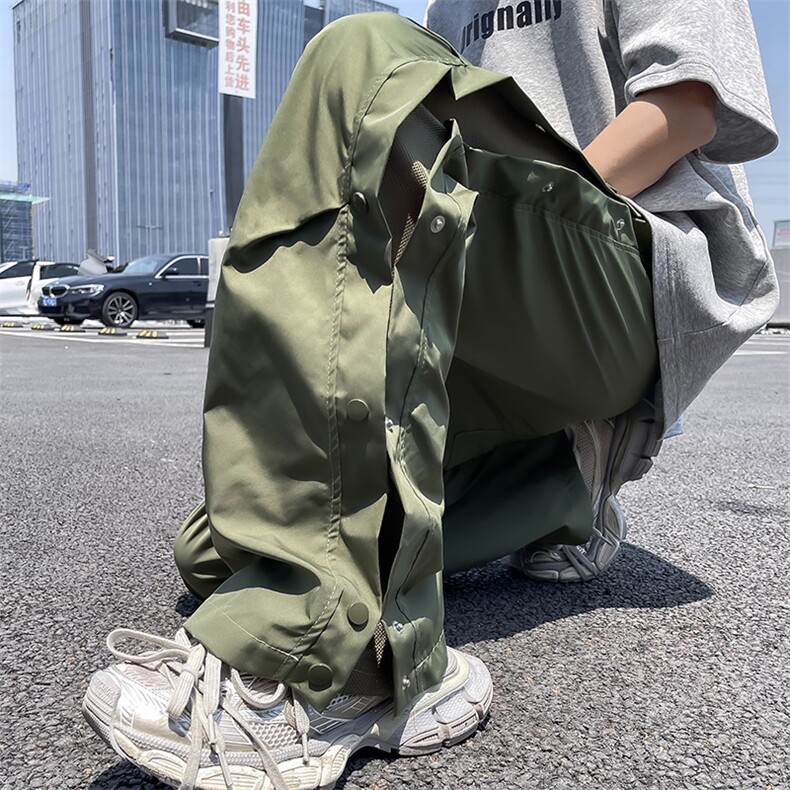 夏季新款排扣设计感休闲裤透气速干宽松休闲百搭直筒裤,男装休闲裤,星座410-7