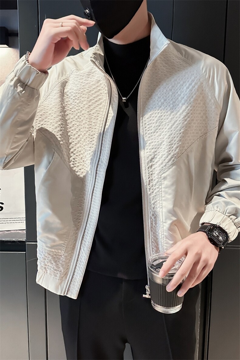 现货2025秋季社会小伙帅气男立领夹克拼接外套JK26P95控128,男装夹克,电商B276A
