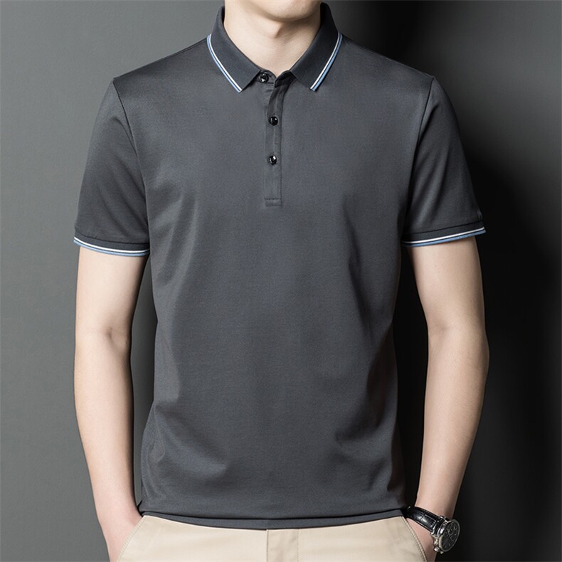 短袖t恤男翻领中年男士爸爸夏季衣服全棉衬衫宽松体桖HM8232-P53,男装Polo衫,星座1105-3