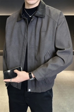 秋季皮衣男翻领短款宽松2025新款PU皮夹克外套C317-J5538-P155，男装夹克，电商C317