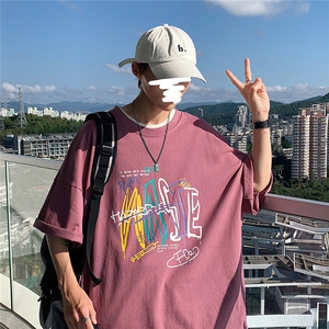 1图案已注册港风日系中性情侣大码M-5XL风短袖DT7735P28控45图片