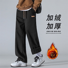 加绒百搭胶标时尚保暖长裤K632-特批常规-37加绒-45，男装休闲裤，星座718-1