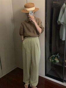 韩版衬衣?西装阔腿裤图片