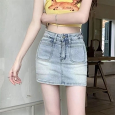 牛仔a字半身裙女2025早春新款设计感小众防走光裙裤高腰包臀短裙，男装休闲裤，星座1210-1