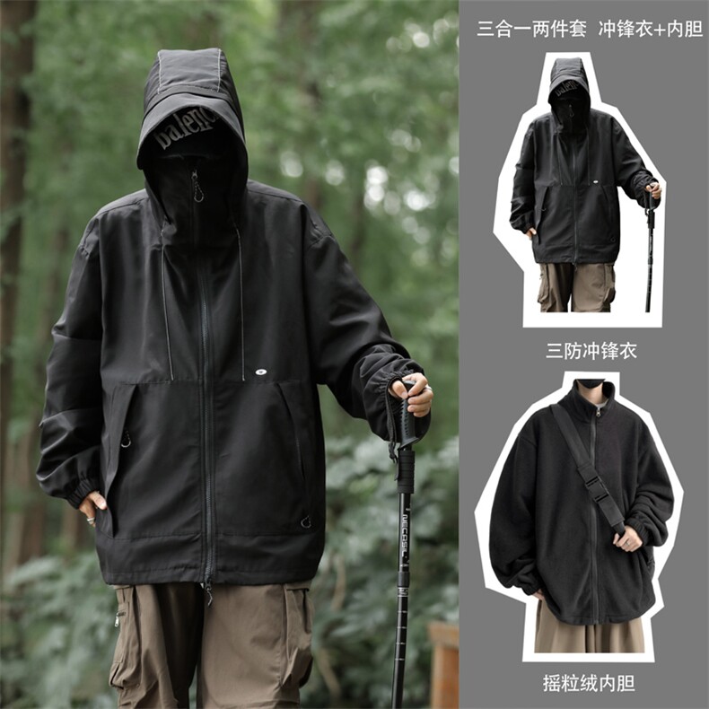 抖音直播！冲锋衣防风防水三合一外套夹克男两件套 XH36SHY-P97图片