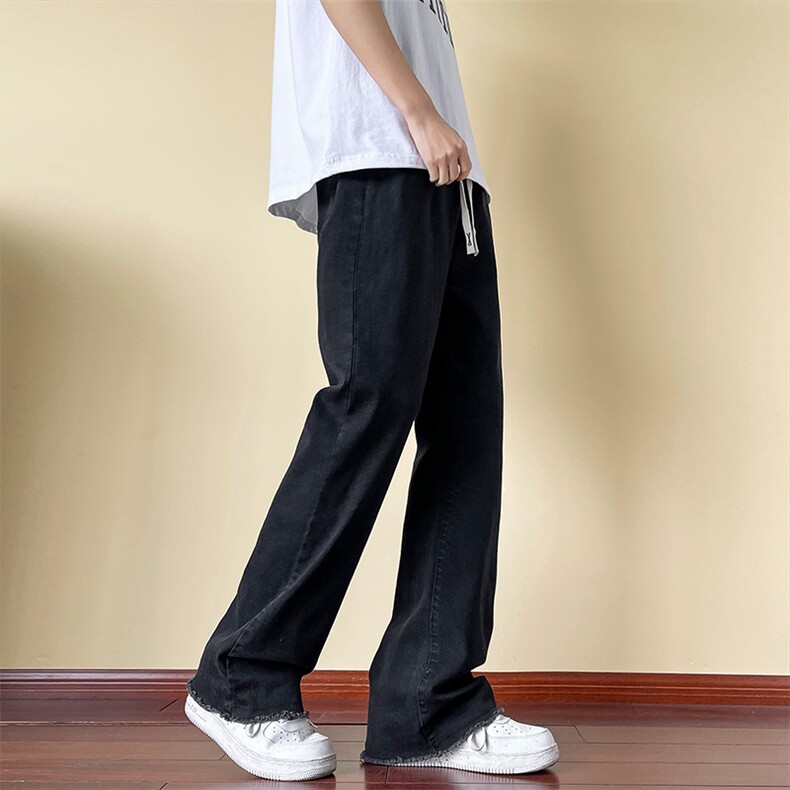 cleanfit牛仔裤夏美式复古裤子脚口毛边微喇裤A166-K011-P45控65,男装牛仔裤,电商A166