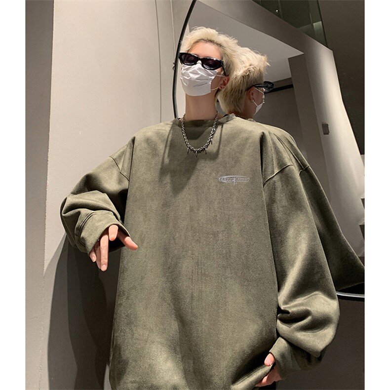 抖音得物供货提供视频秋冬重磅美式麂皮绒圆领卫衣JY363，男装卫衣，电商A486