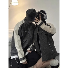春秋美式复古潮棒球服飞行皮衣男女夹克机车外套潮流LK85533-P75，男装夹克，星座1008