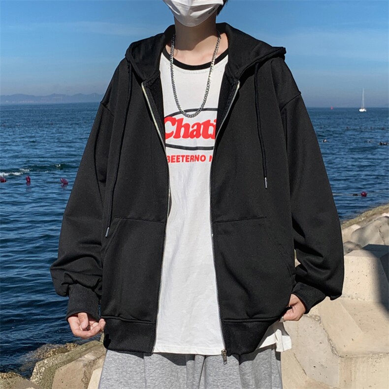 极简开衫卫衣潮牌ins连帽上衣服港风宽松休闲秋装外套W1273-P32,男装卫衣,星座512-4