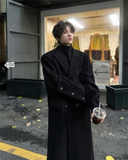 秋冬季毛呢大衣男韩版过膝呢子外套风衣XZ811A-F198-P128，男装风衣，星座811A