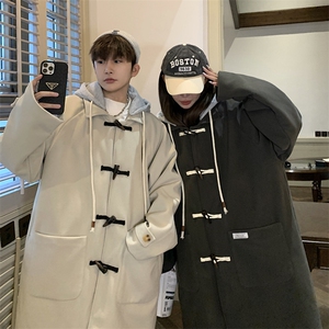 1情侣牛角扣加棉呢大衣可拆卸帽大码M-5XL外套男FY8716P138控188图片