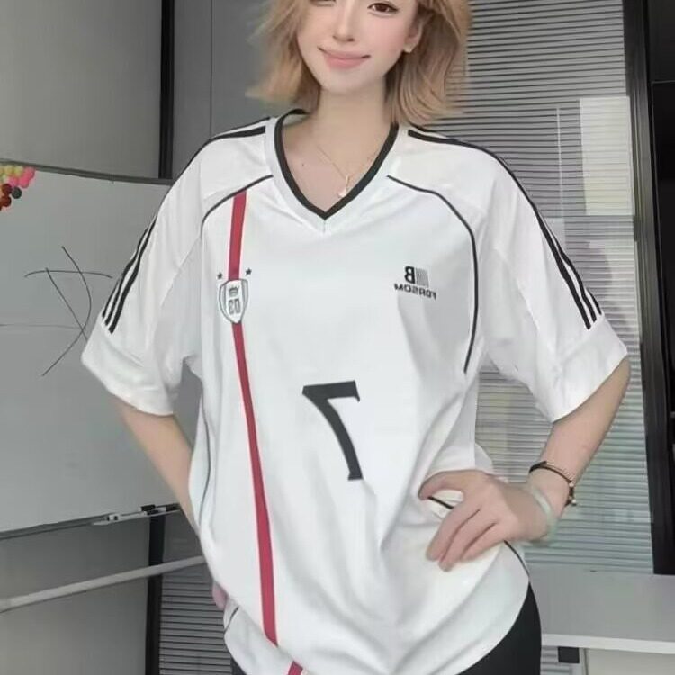 复古运动织带V领凉感短袖t恤男女季美式潮牌情侣休闲球衣QZX81,男装T恤,星座208-5