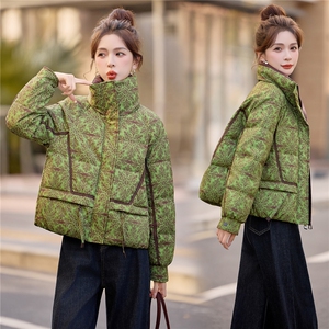90绒白鸭绒羽绒服女2025冬季新款印花复古优雅加厚保暖图片