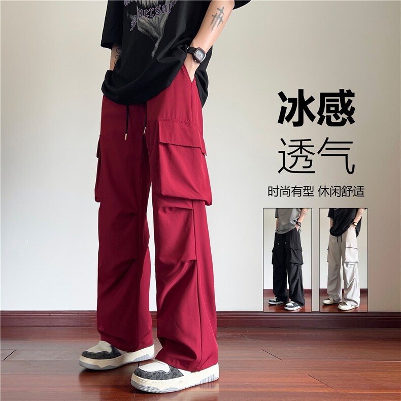 抖音品质夏季新款冰丝大口袋宽松工装裤B315-K24166-特p35控68,男装工装外套,电商B315