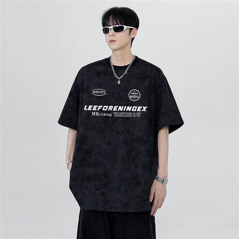 日系高街通勤小众设计感大码重磅有型挺阔吊染短袖T恤T304-P25，男装T恤，电商C307