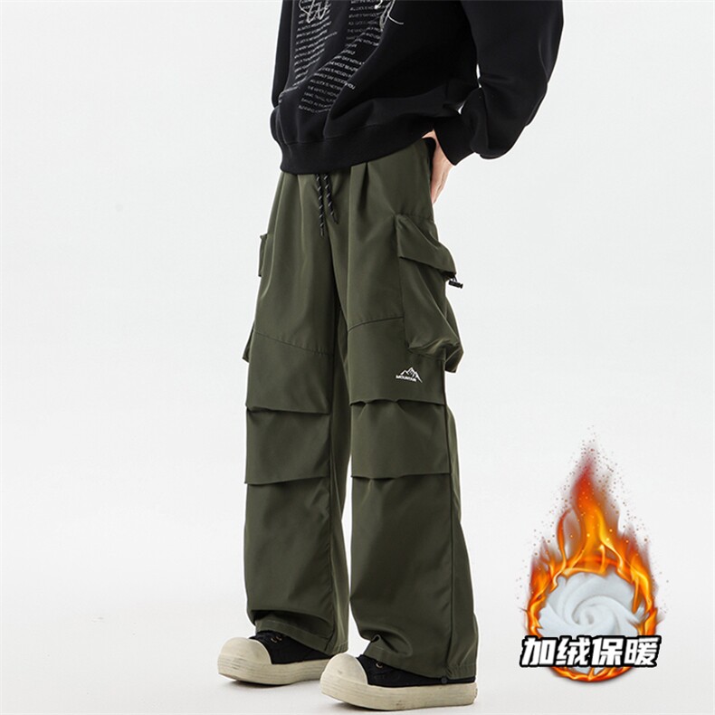 8XL-M美式机能加绒加厚冲锋裤男冬季宽松大码刺绣工装裤KZ020P50,男装工装外套,电商B312