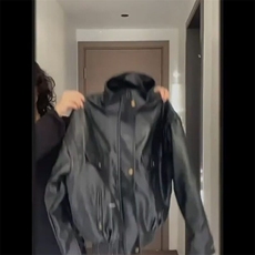 皮衣外套男美式痞帅2025年新款春秋休闲机车服短款慵懒风翻领夹克，男装皮衣，星座506A