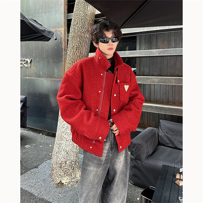 欧美潮牌立领羊羔毛外套男女高街宽松加厚棉衣冬季MY24102P155，男装棉衣，星座512-1（原513-3）