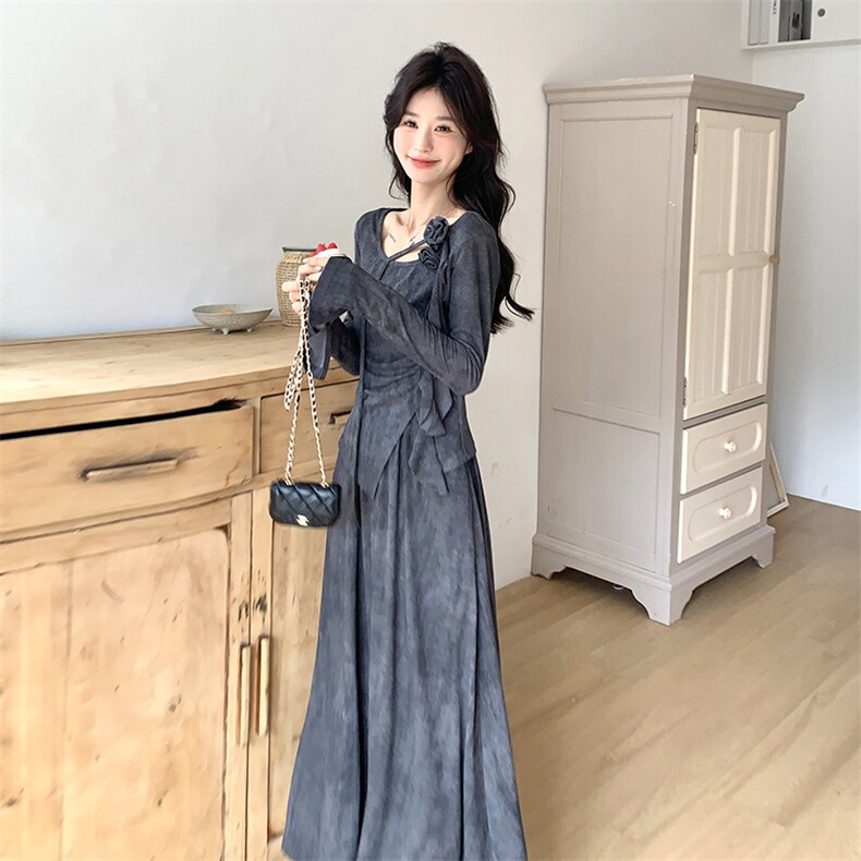 泰式套裙手工花飘带弹力印染精致,女装套装/套裙,2B137