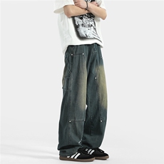 xz905-2-N2190#P55-（控88）美式高街宽松伐木工装牛仔裤，男装牛仔裤，星座905-2