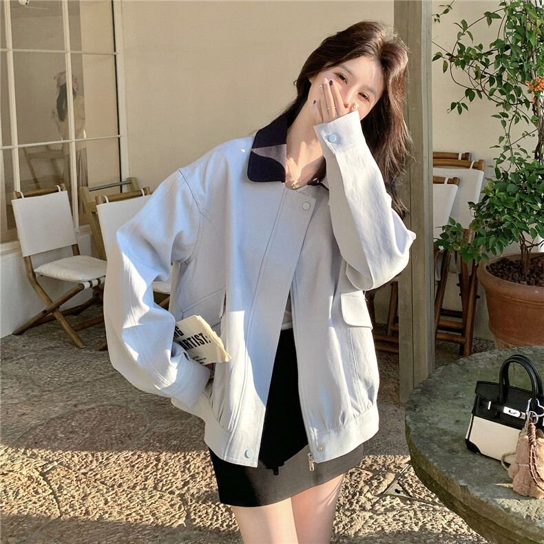 现货新款26春装浅蓝色夹克外套领子可脱卸2B153-7005-P160-K258,女装短外套,2B153