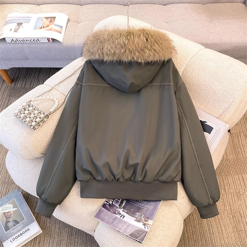 现货重磅boxy短款棉衣座山雕大毛毛领男女棉服水洗工装厚外套,男装棉衣,电商A486-1