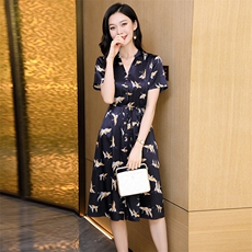 【桑榆非晚】夏季新款桑蚕丝连衣裙中老年不挑身材中长裙12450，女装连衣裙，阿舍尔精品