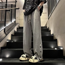 休闲裤男韩版潮流暗纹高街帅裤脚开衩2023春夏季ins长裤K3516-P42，男装休闲裤，星座412