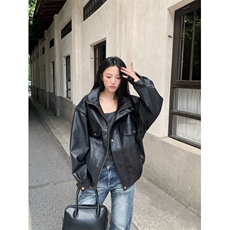 【升级款】高级感机车皮衣夹克男女外套PU皮飞行服Y10166-P85网图，男装夹克，电商B245