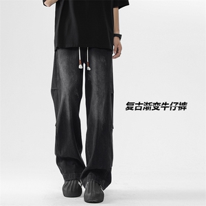 复古潮牌美式做旧直筒牛仔裤男街头宽松潮流百搭K750-特批-45图片