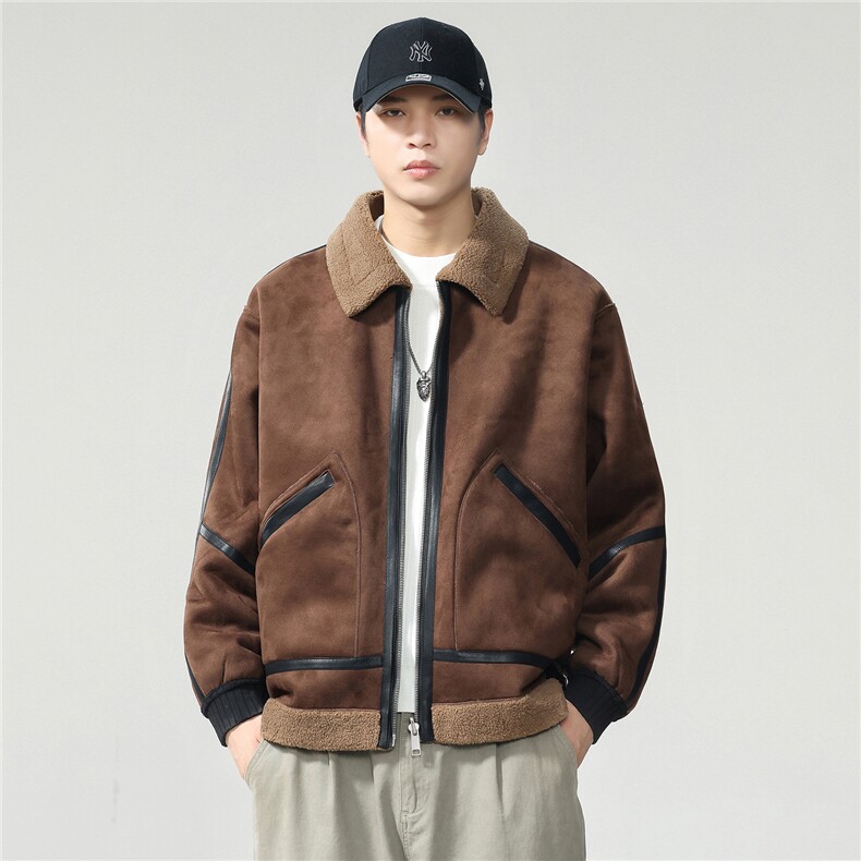 2025秋冬季棉服外套保暖翻领 男休闲拉链式夹棉工装外套W0099图片