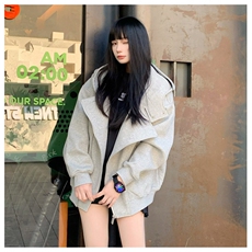 网图重磅380克全棉宽松设计感拉链套头连帽卫衣外套AH912-P58，女装短外套，四季星座610B