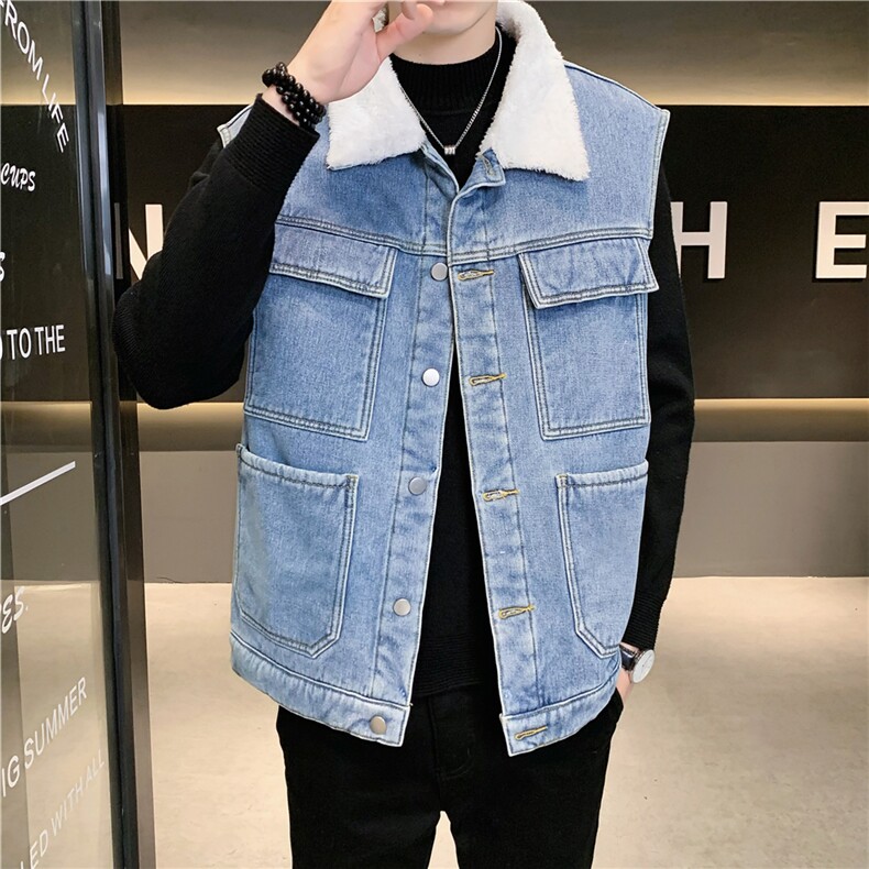 MJ214J-65-限价98M-5XL牛仔马夹大码加绒羊羔绒工装ins,男装工装外套,星座103A