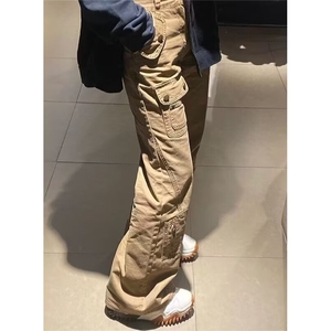 工装裤春秋新款高街直筒牛仔裤男复古垂感微喇叭长裤子 K373图片