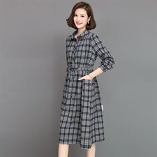 杭州四季青素素正品订长袖连衣裙女2025新款秋季气质妈妈格子裙子，女装连衣裙，3200格调