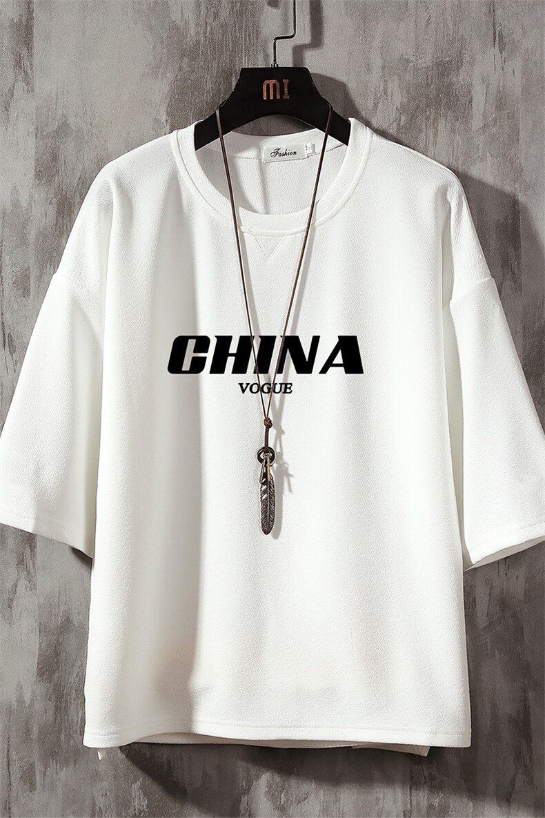 Q11001-P30春夏季七分袖t恤男大码五分袖男短袖中袖,男装T恤,电商A040A