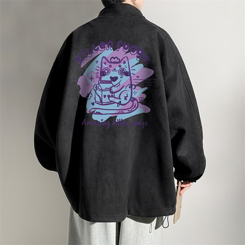 麂皮绒夹克男大码立领褂子外套JK85317-P68加绒款-P78,男装夹克,电商A040