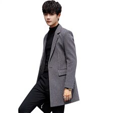 秋冬款青年毛呢翻领大衣男中长款风衣男西服上衣男TM7603-P155，男装毛呢大衣，星座1206（原A206）