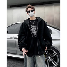 加绒加厚冬款男连帽卫衣保暖高领拼接外套WY131P65，男装卫衣，星座1013-1
