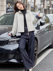 时尚格纹拼接立领短外套女2025秋季新款宽松休闲百搭显瘦夹克上衣，女装短外套，E百度