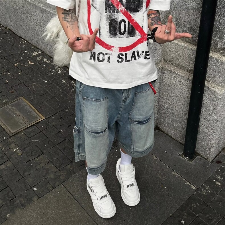 网络图现货！牛仔裤工装五分裤男街头短裤潮牌RD3125-P50,男装牛仔裤,星座1005-6