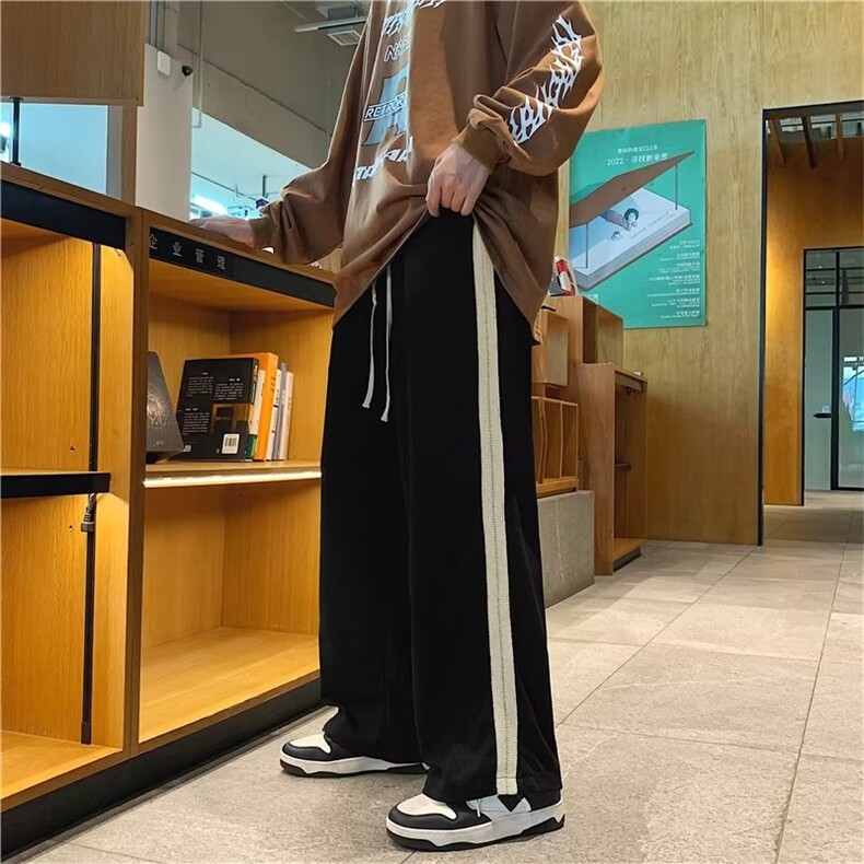 高街ins潮裤子男秋季百搭宽松直筒拖地裤B435P30,男装休闲裤,星座1116-2