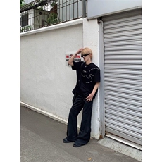 网图现货设计感珍珠点缀T恤夏季高级感宽松百搭上衣RW162-P52，男装T恤，星座1005-4