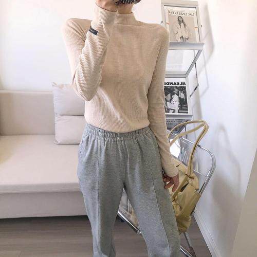 流行的螺纹T，颜色漂亮，女装，尚映