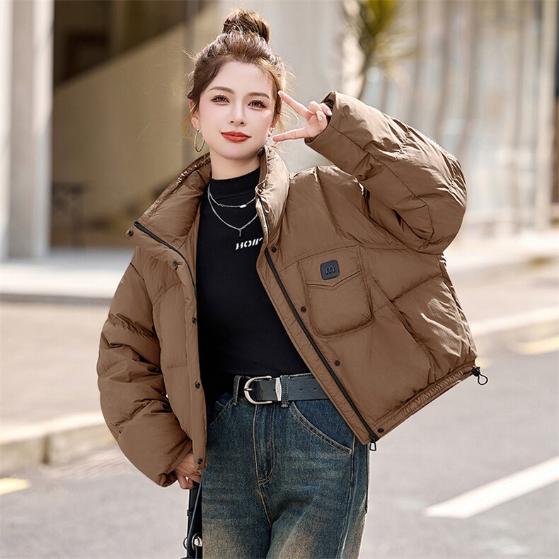 羽绒服女短款2024冬季新款白鸭绒加厚时尚洋气韩版宽松小个子外套,女装羽绒服,美沁