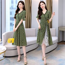 2022夏季新款时尚印花连衣裙，女装连衣裙，金典明美