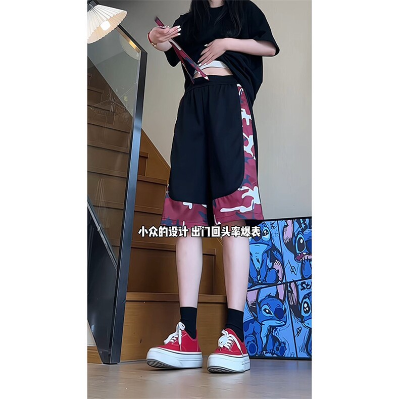 YK86052-P25   聚酯纤维 新款拼接大码五分裤男夏季短裤图片