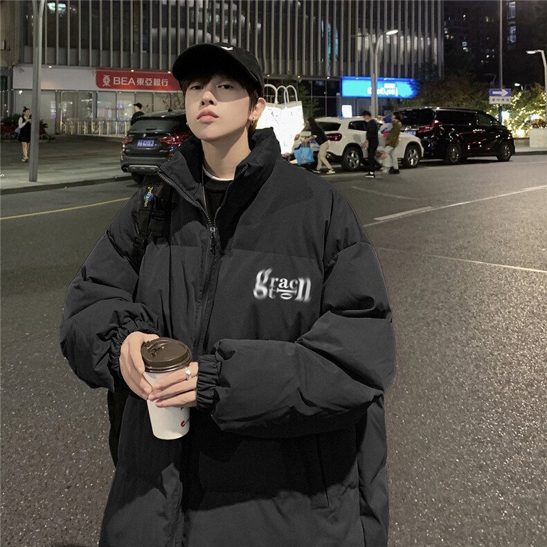 港风夜景冬款字母印花宽松休闲立领棉服A247-MY2091特批65控98,男装棉衣,电商A247