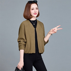 蝙蝠袖短款棒球服外套女2024秋季新款小个子宽松休闲百搭夹克上衣，女装短外套，魅影