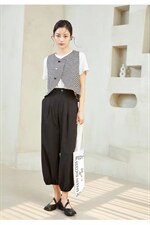 现货夏季新款复古盘口格文马甲，女装马甲，觅处